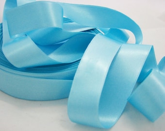 Lagoon blue satin ribbon by the yard