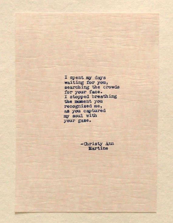 Anniversary Present for Him or Her Soulmates Poem Typed onto Pink Cardstock Paper by Writer Unique Paper Present