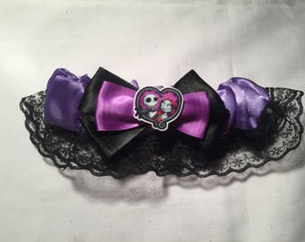 Nightmare before christmas Wedding Garter - Handmade