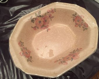 Pink floral serving dish 1931 Edwin M Knowles China Co. Alice AnnGlow pattern