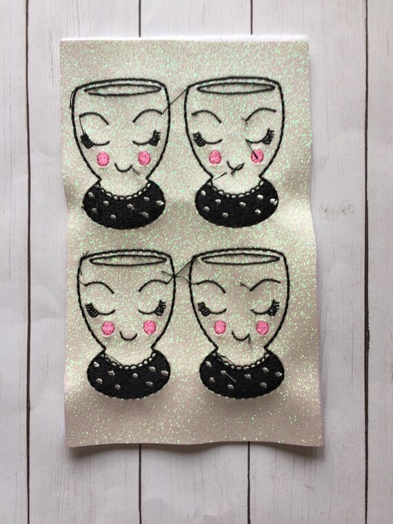 Set of 4 glitter fancy face cup Felties/Felt Embellishments/Planner Supplies/Planner Feltie/Wholesale Felties/Bow Embellishments