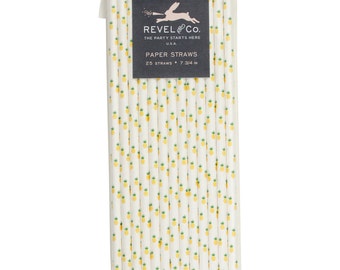 Pineapple Paper Straws - PS1106 - Tropical Party Straw, Pool Party, Summer Party Decor, Made in America, Pineapple Party Decor