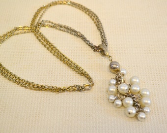 1960s Pearl Cluster and Chain Necklace