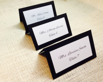black and white place cards