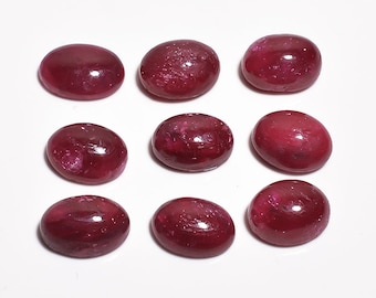 9 Pieces Dyed Ruby Cabochons Lot 8.5x11mm Oval Shape Natural Ruby Gemstone Cabochon Loose Gemstones Loose Stones Cabs Precious