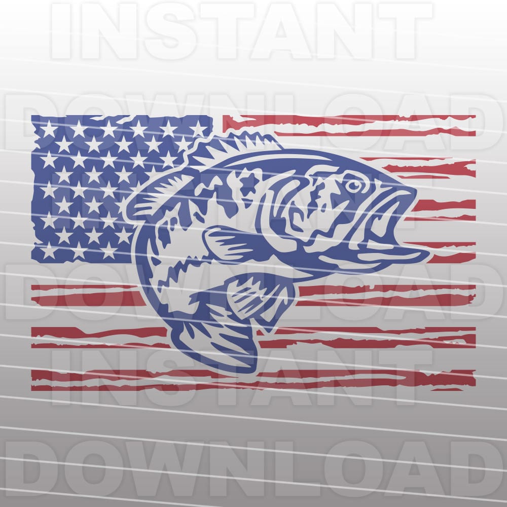Download USA Bass Fishing SVG FileBass SVGLargemouth Bass svg File