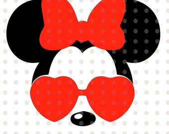 Minnie Mouse svg sunglasses, Layered Disney Minnie Mouse sunglasses cricut silhouette svg file instant download minnie mouse head svg file