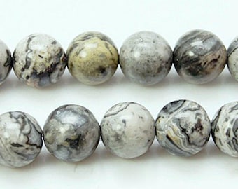 15 Inch Strand Of Scenery Jasper Rounds 10mm (39 Beads)-10165R