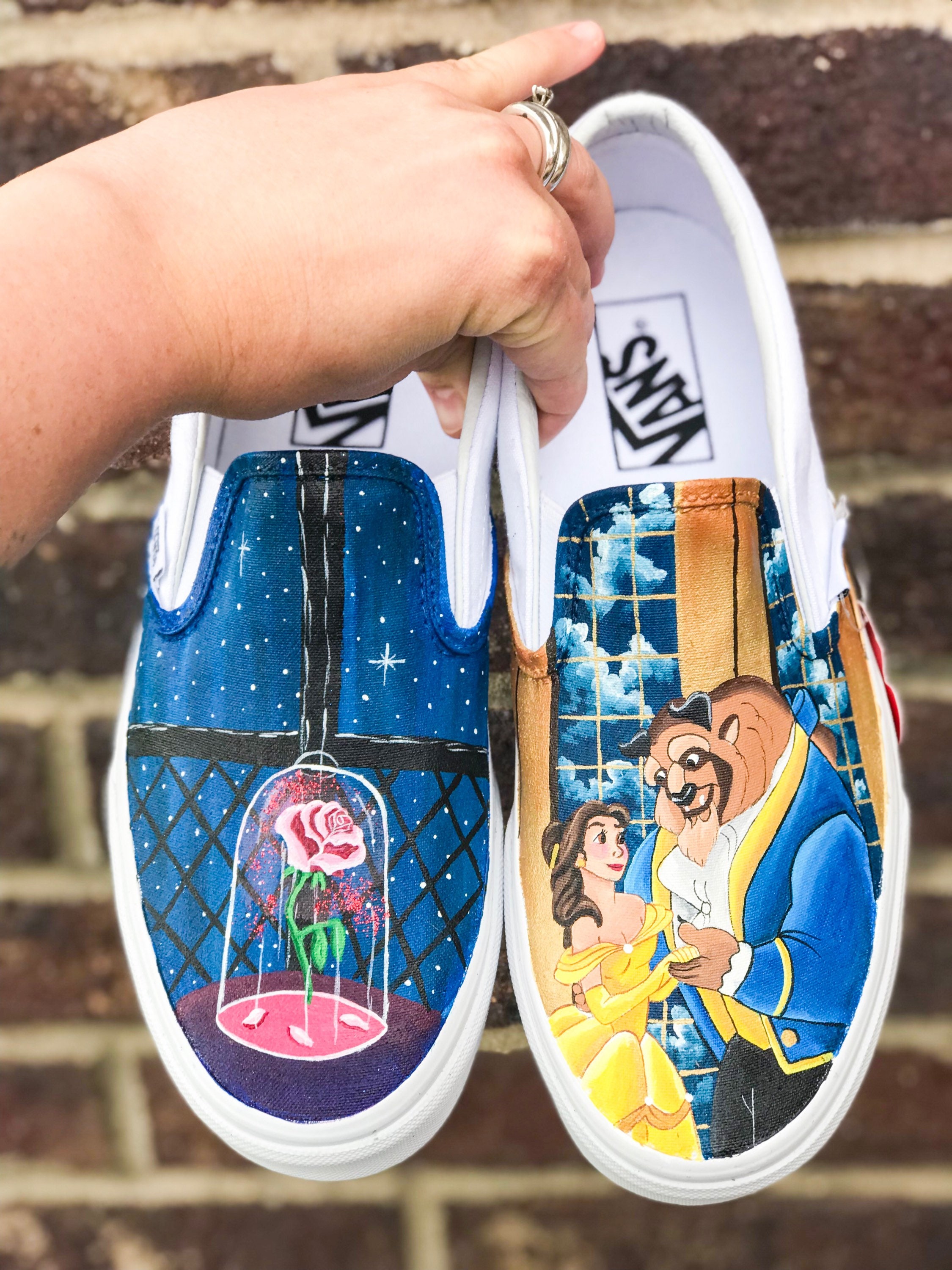 Beauty and the beast painted shoes disney painted shoes