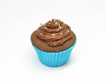 Cupcake pendant all chocolate! -Polymer clay