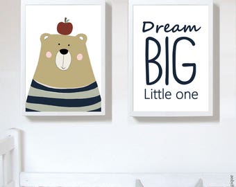 Set of 2 Prints,nursery art prints , baby nursery decor ,nursery wall art, Children Art - Kids Room