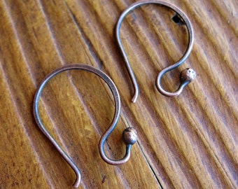 Antiqued Copper Ball Tipped Ear Wires - 1 pair - 20 gauge