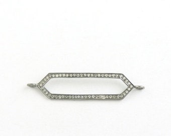 FATHERS DAY SALE 1 Pc White Topaz 925 Sterling Silver Double Bail Connector 49mmx11mm Wtc381