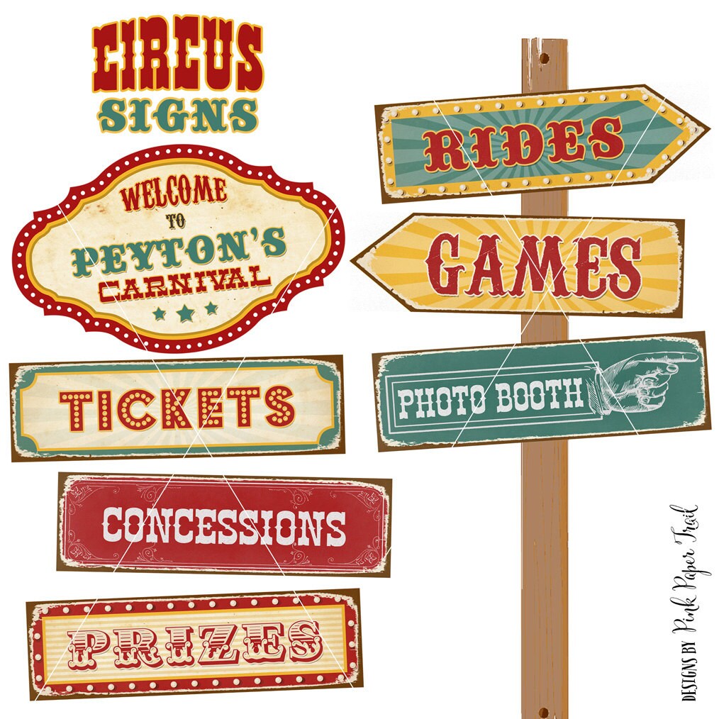 Vintage Circus Carnival Party Signs Large Signs Instant