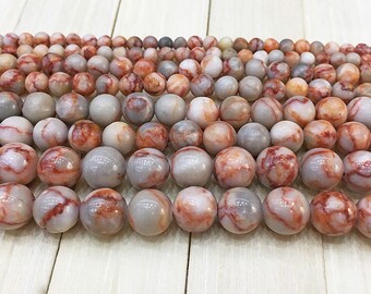 Natural Red Web Jasper Beads , Smooth Round Jasper Beads , Spider Web Loose Beads , Semiprecious Handmake (size 6/8/10/12mm) 15 inch Strand