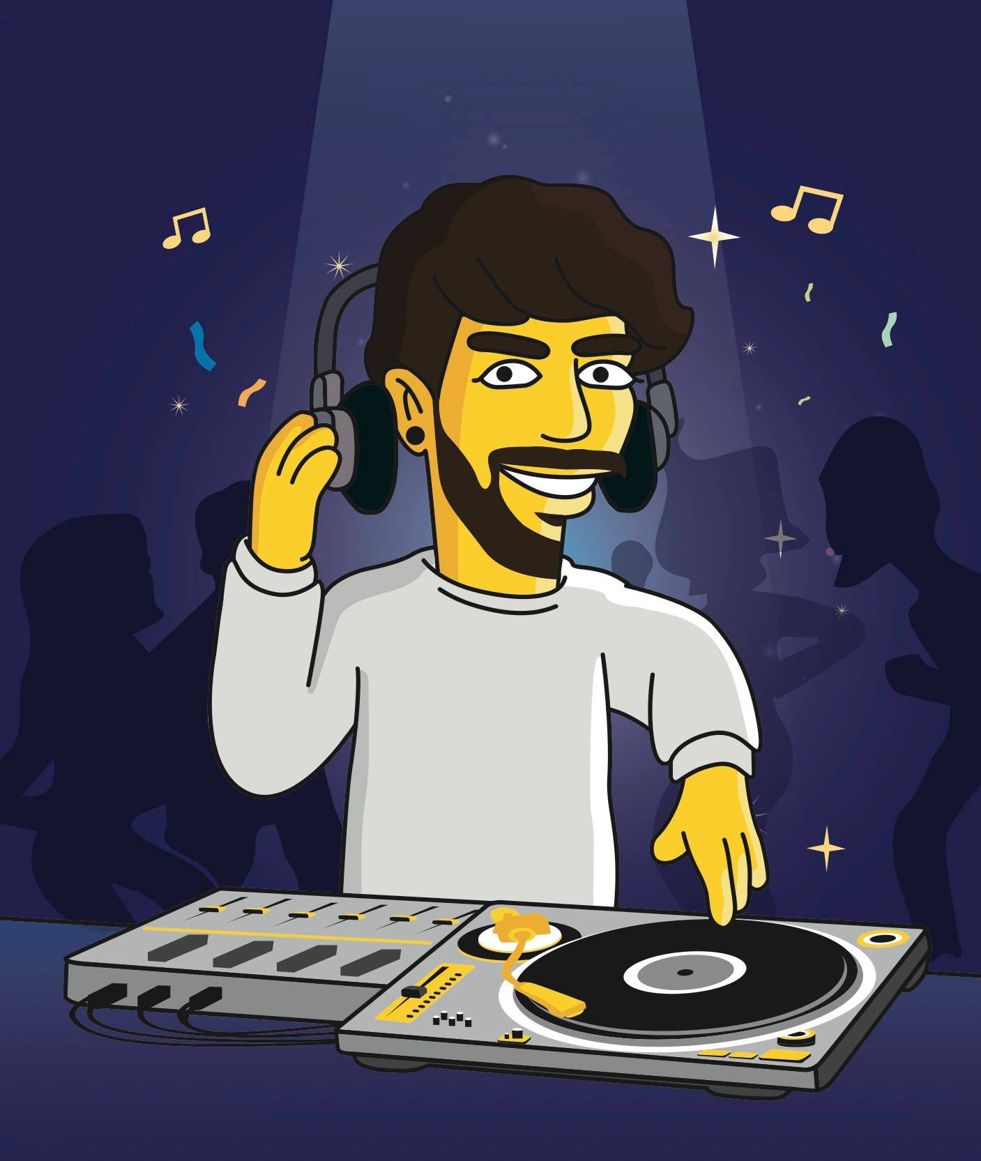 DJ Gift Custom Portrait from your Photo as Yellow Cartoon