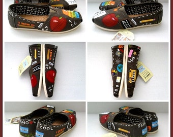 Teacher Shoes Painted TOMS Gift for Teacher Teacher Appreciation Personalized Teacher Gift New Teacher Gift Teaching Gifts