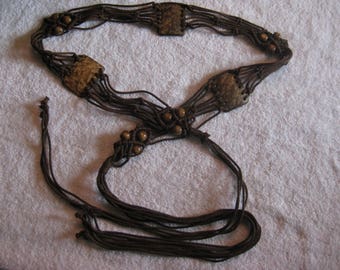 Vintage Brown Macrame Belt