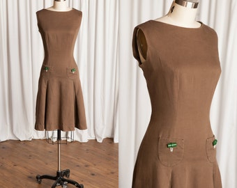 Lizzie dress | vintage 60s dress | 1960s brown shift dress | vintage 60s skater dress | brown cotton 1960s minidress | Stacy Ames
