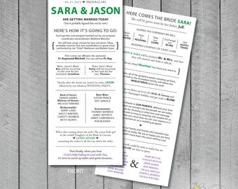 Customizable Double-Sided Fun Wedding program