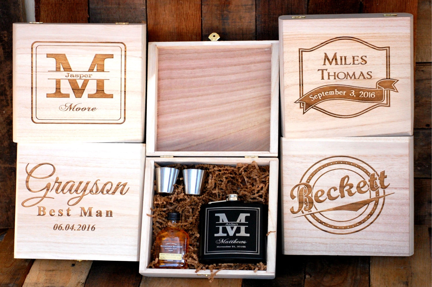 Set Of 2 Groomsmen Gift Flask Personalized End Shot Gl For Best Man
