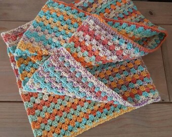 Rainbow baby blanket hand crocheted