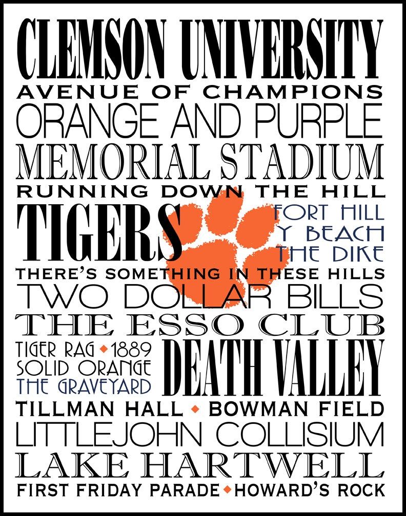 Clemson University Clemson Tigers Print Subway Wall Art