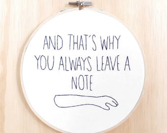 George Bluth life lesson embroidery, hoop art, Arrested Development, television