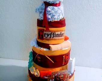 Gryffindor Diaper Cake with Owl