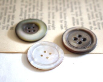 Abalone Shell Antique Buttons x 3 Medium