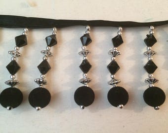 Black Pearl Ribbon and silver fringe