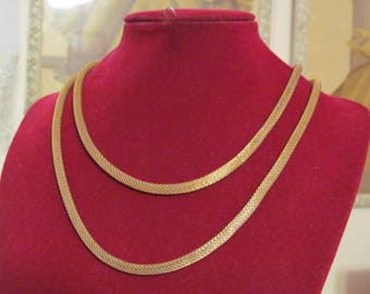 Vintage Gold Tone Mesh Necklace / Choker Double Strand