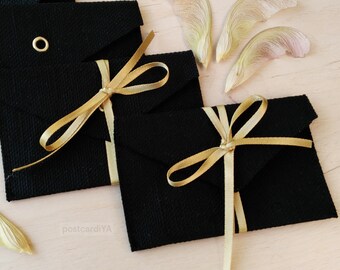 10 Black Gift Envelopes Golden Ribbon Wedding Gift Envelopes Usb Packing Foto Gift Envelopes Business Card 6 x 10 cm