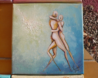Blue Tango, 20 x 20 cm, original and unique, signed painting