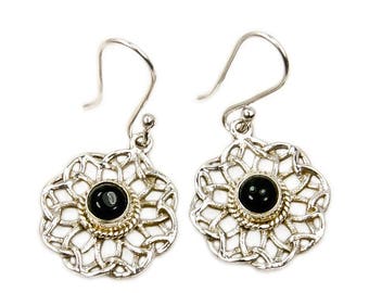 Black Onyx Earrings & Sterling Silver Dangle Earrings AF387 The Silver Plaza