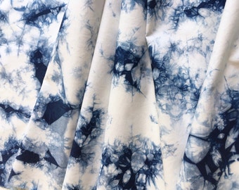 Indigo Dyed Shibori Fabric, Hand Dyed Fabric, Tie Dye Fabric