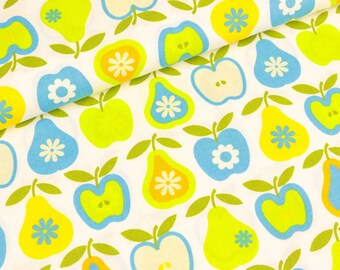 Cotton Wendelin apples and pears on white (9,90 EUR / meter)