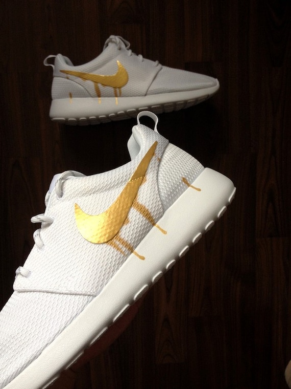 nike roshe white with custom black candy drip swoosh paint nike roshe white with custom black candy drip swoosh paint