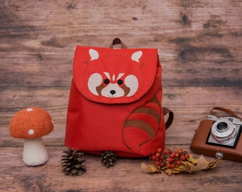 Sac à dos de Panda rouge, brodée imperméable sac à dos, sac à dos, sac à dos pour enfants, sac à dos animaux, sac des enfants de Animal de forêt,