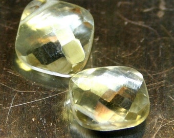 Lemon Quartz faceted pillow briolettes 1 matched pair Yellow Semi Precious Gemstone