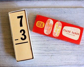 IDEAL Subtraction Flash Cards : vintage school supply