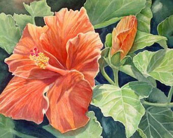 Red Hibiscus Kauai Painting Art Print
