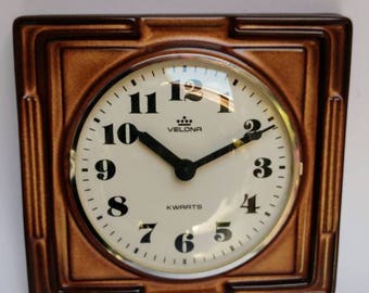 Vintage Velona 70s wall clock ceramic
