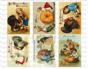 Thanksgiving Postcards Digital Download Collage Sheet C 2.75 x 4 inch