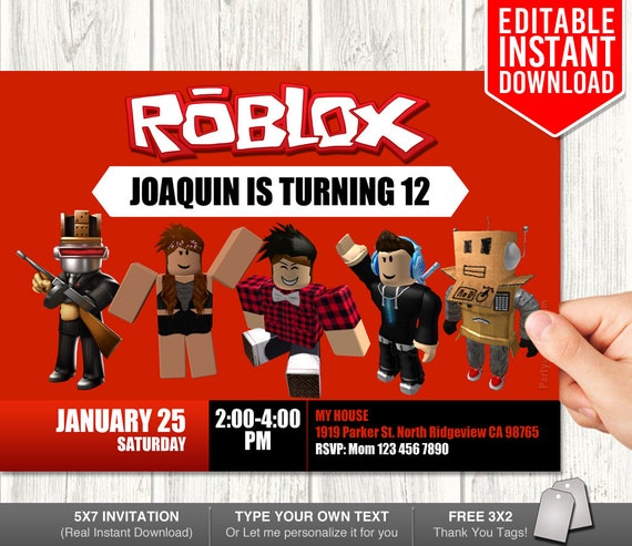 Roblox party invitations