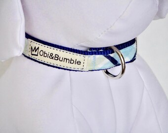 Blue and green check tartan dog collar