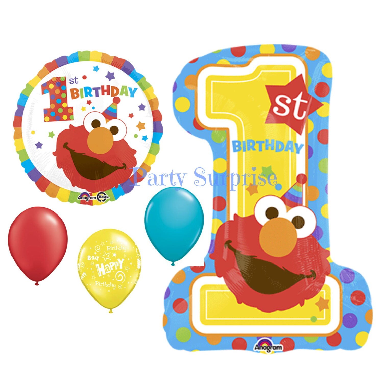 1st Birthday Balloons Sesame Street Elmo Birthday Balloons 1st
