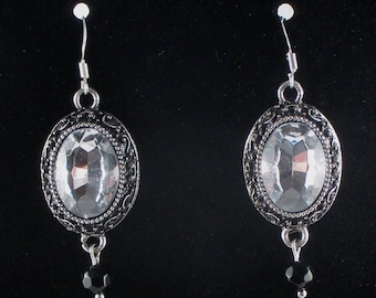 Victorian Style Glass Cabochon Drop Dangle Earrings Faceted Glass Beads