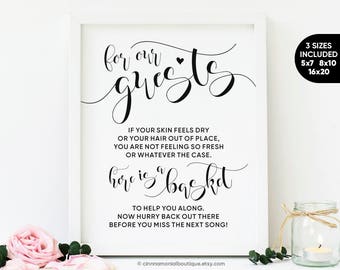 Wedding Bathroom Basket Sign Printable Wedding Restroom Basket Sign, Wedding Bathroom Decorations, Wedding Bathroom Baskets Sign Download