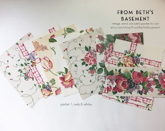 Designer Wallpaper Sample Pack - Wallpaper Sheets for Scrapbooking and Cardmaking - Shabby Chic Cottage Floral Prints - Choose your Mix